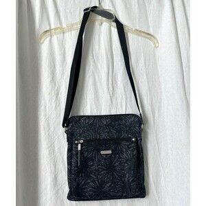 Baggallini Crossbody Shoulder Bag Travel Gray Black Nylon 9”x9” Adjustable